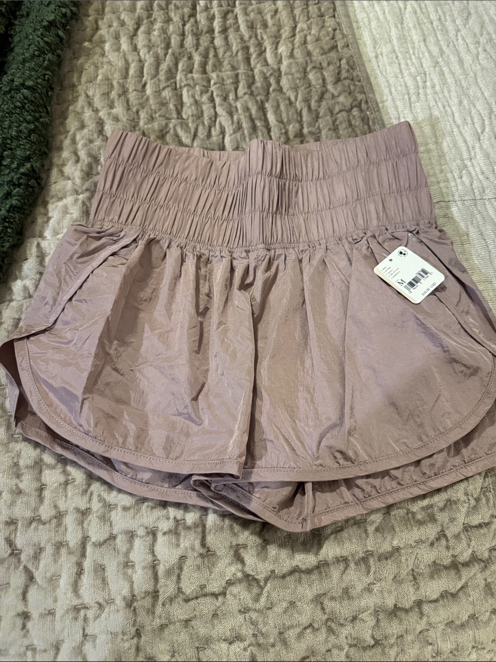 FP Movement by Free People High-Waist Smocked Lavender Shorts